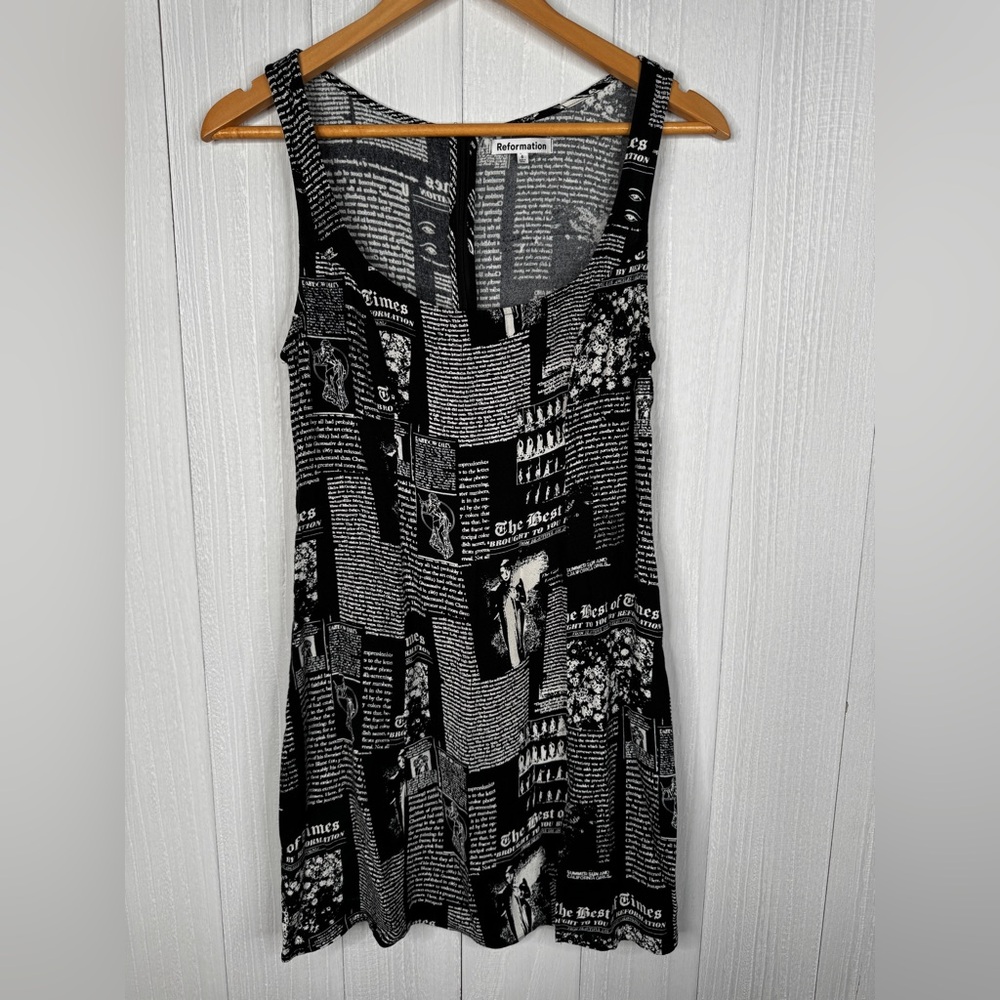 Reformation + Net Sustain Noha Printed Crepe Mini Dress - Black - Picture 5 of 11